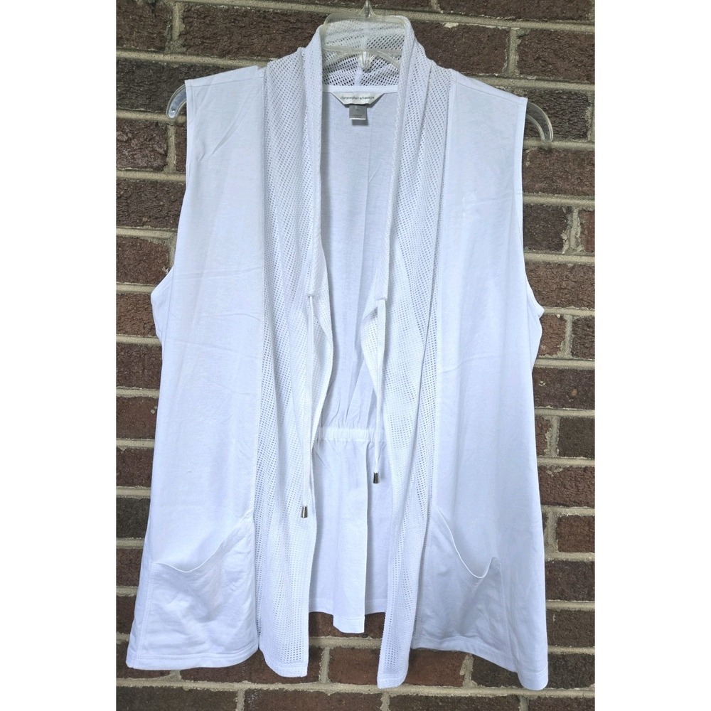 Christopher &Banks XL White Sleeveless Summer Cover-up Vest Flowy Lightweight